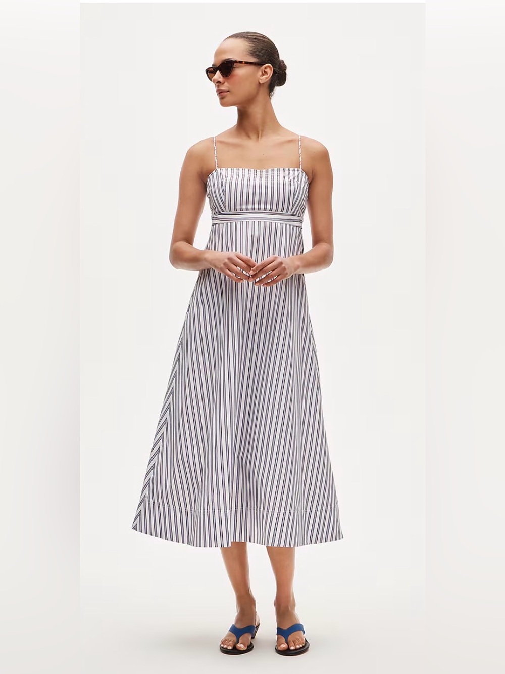 New! J.Crew Empire-waist dress in striped cotton poplin